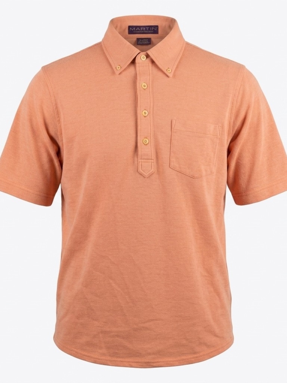 Martin‎ Golf Peach Salmon Orange Button Down Polo Shirt Short Sleeve Size Medium